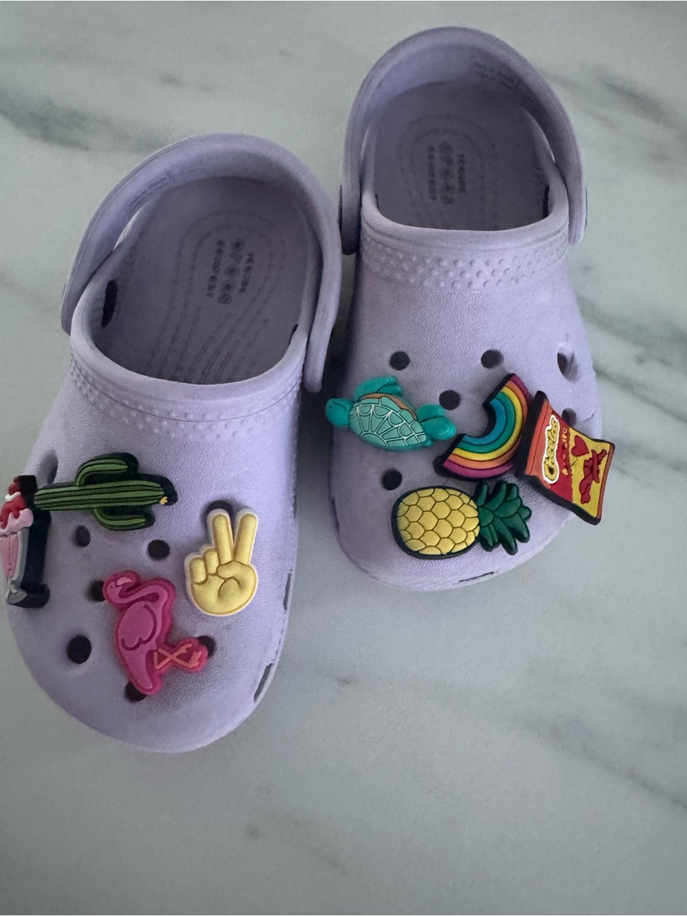 Kids Lavender Crocs Shoes with Fun Charms